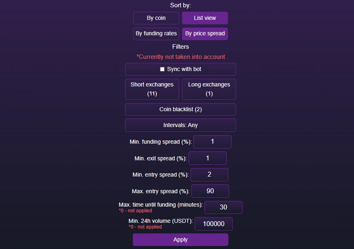 Arbitrage opportunity filtering